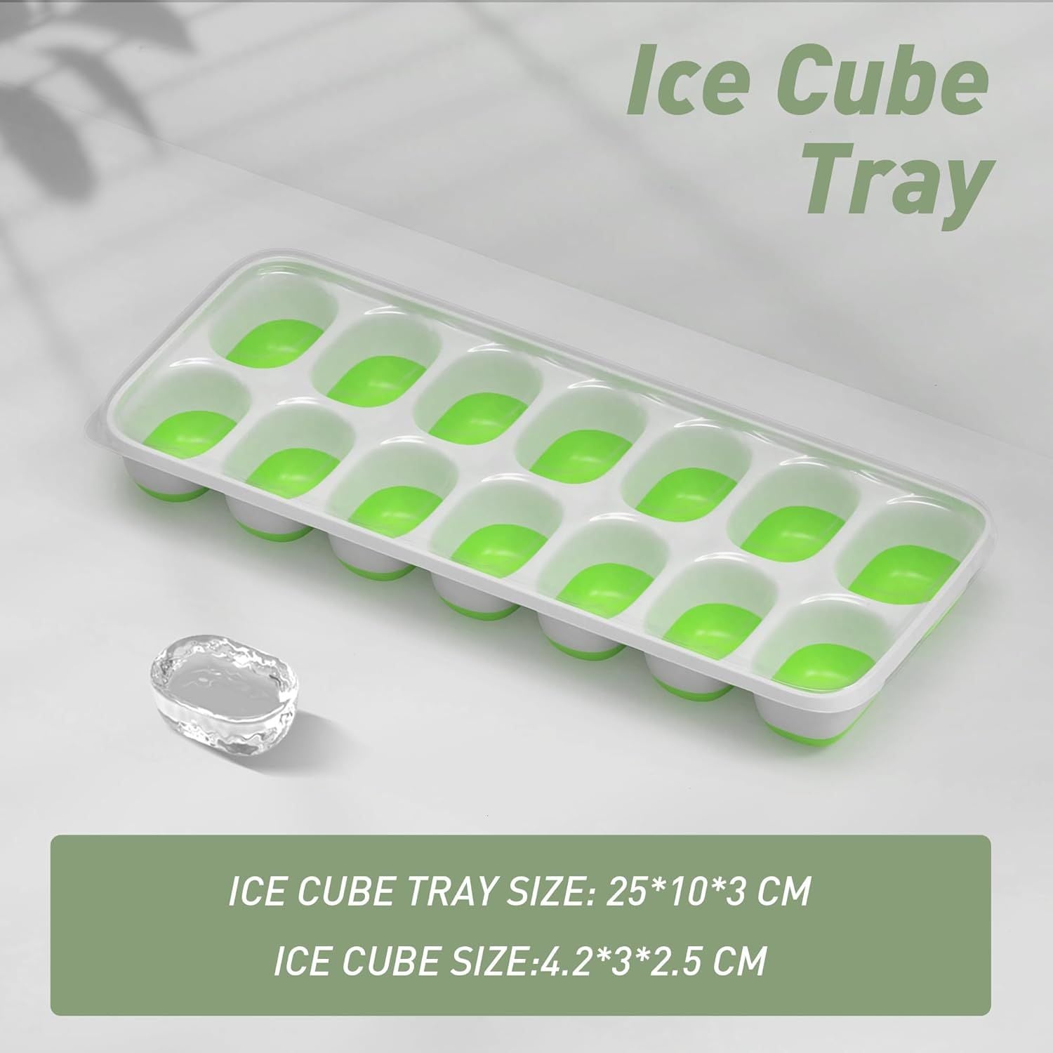 4-Pack Ice Cube Trays with 14-Cavity Design, Flexible Silicone Bases, Removable Lid, Stackable Structure, and V1107-CS-GJBGMJLV