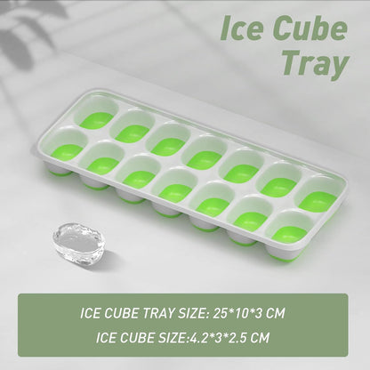 4-Pack Ice Cube Trays with 14-Cavity Design, Flexible Silicone Bases, Removable Lid, Stackable Structure, and V1107-CS-GJBGMJLV