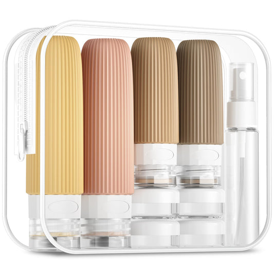 16-Piece Travel Bottle Set with Leak-Proof Silicone Squeeze Bottles - Reusable Toiletry Containers for V1107-CS-GJFZPXS