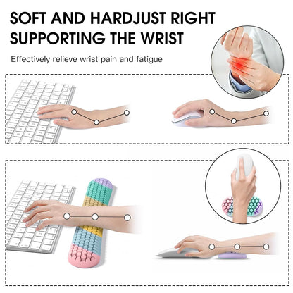 Ergonomic Silicone Wrist Rest Set - Keyboard & Mouse Support Pad with Honeycomb Design for Office, Gaming, V1107-CS-GJJPST