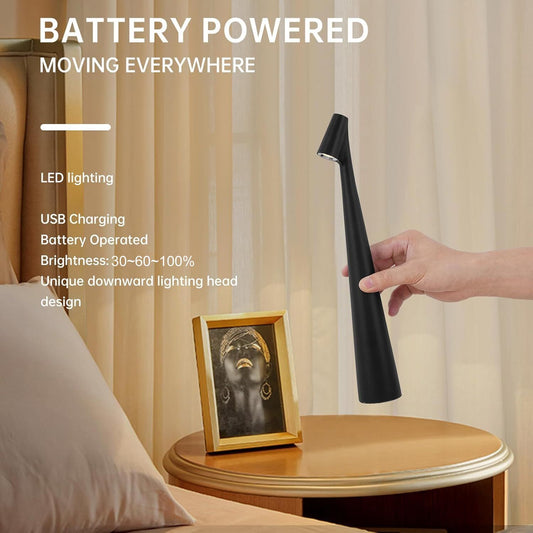 Portable LED Table Lamp 13.5" H - Touch Control, 3 Brightness Levels, Rechargeable Desk Light for Bedroom, V1107-CS-GJTDH
