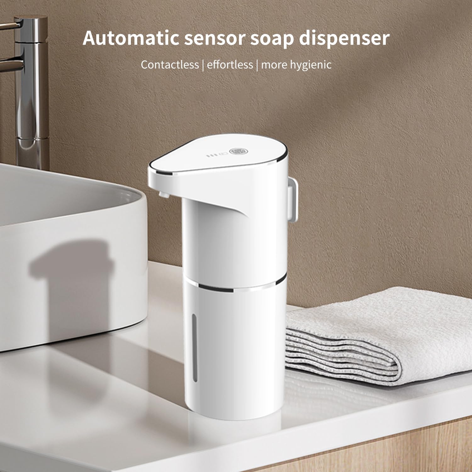 Automatic Sensor Foam Soap Dispenser - 350mL Rechargeable Touchless Hand Soap Pump with 3 Adjustable Levels & V1107-CS-GYZQ