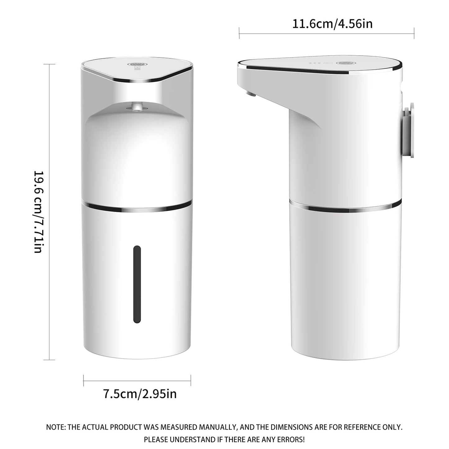 Automatic Sensor Foam Soap Dispenser - 350mL Rechargeable Touchless Hand Soap Pump with 3 Adjustable Levels & V1107-CS-GYZQ