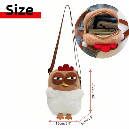 Cute Chicken Plush Crossbody Bag - White & Brown Kawaii Animal Backpack for Kids & Girls | Fun Gift Idea V1107-CS-GZDJXKB