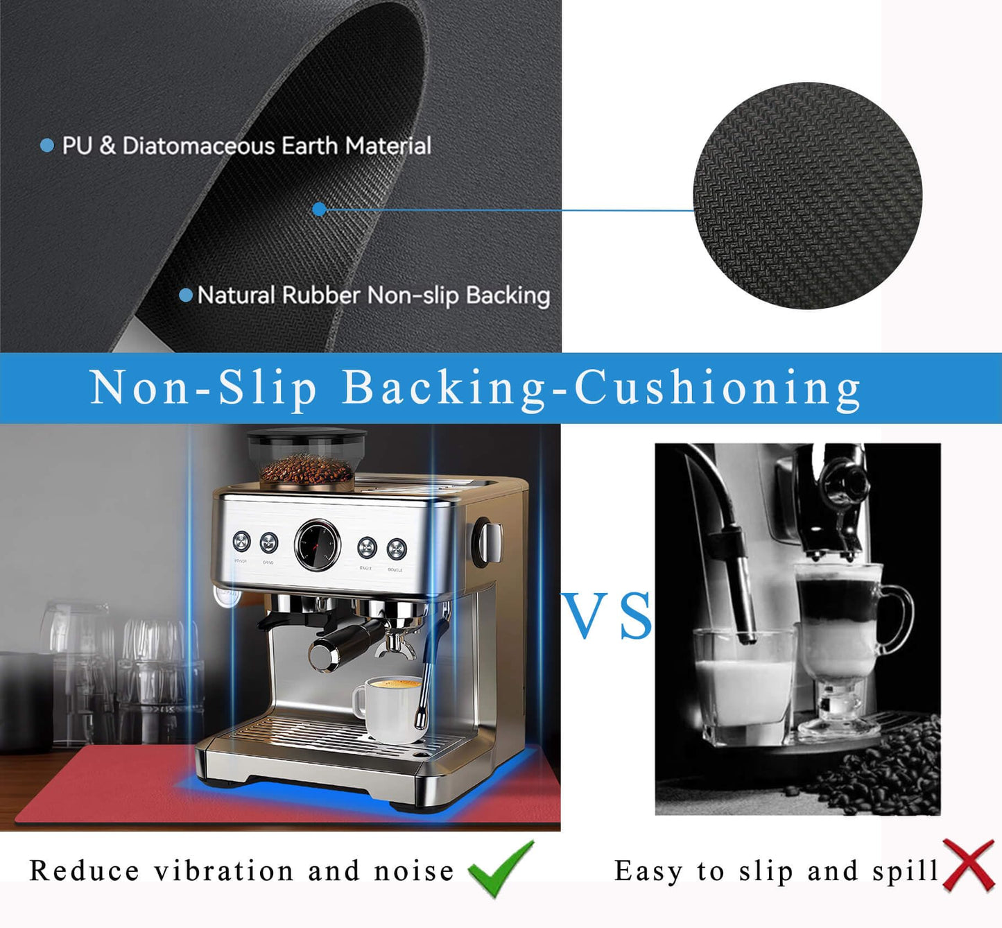 Kitchen Counter Mat for Coffee Maker - Absorbent & Quick-Dry Bar Pad with Non-Slip Backing, Protective V1107-CS-GZNXSSGD15080