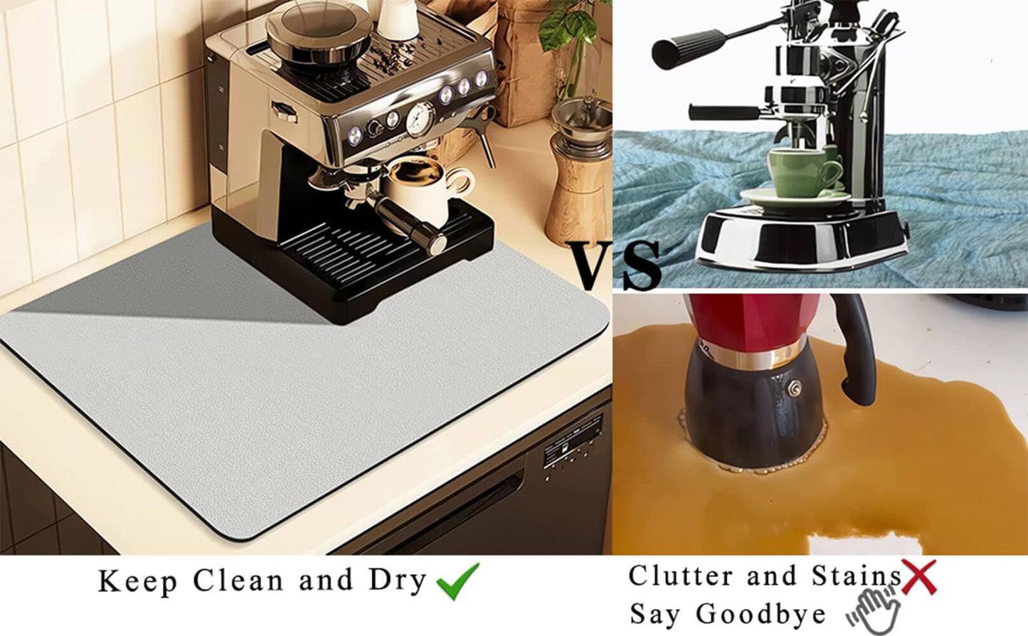 Kitchen Counter Mat for Coffee Maker - Absorbent & Quick-Dry Bar Pad with Non-Slip Backing, Protective V1107-CS-GZNXSSGD25080