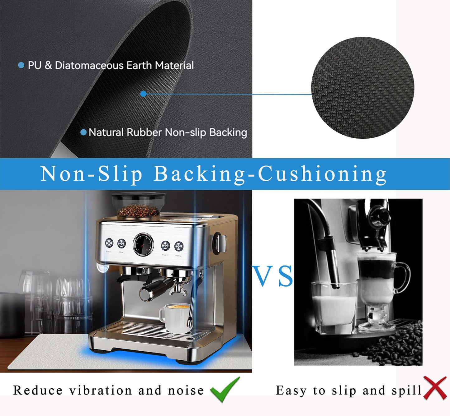 Kitchen Counter Mat for Coffee Maker - Absorbent & Quick-Dry Bar Pad with Non-Slip Backing, Protective V1107-CS-GZNXSSGD26090