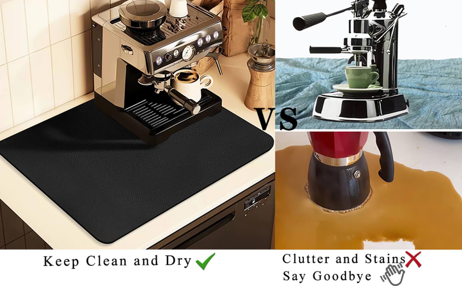 Kitchen Counter Mat for Coffee Maker - Absorbent & Quick-Dry Bar Pad with Non-Slip Backing, Protective V1107-CS-GZNXSSGD3050