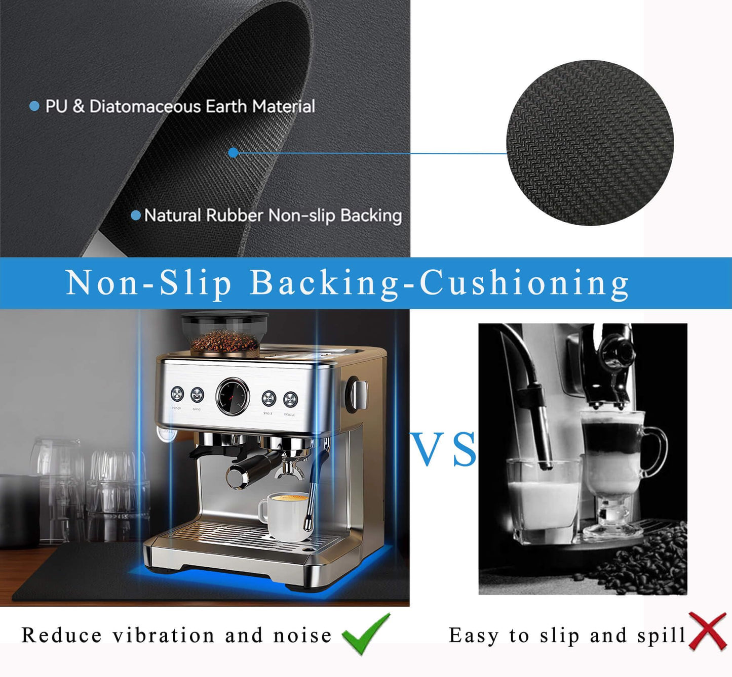 Kitchen Counter Mat for Coffee Maker - Absorbent & Quick-Dry Bar Pad with Non-Slip Backing, Protective V1107-CS-GZNXSSGD4060
