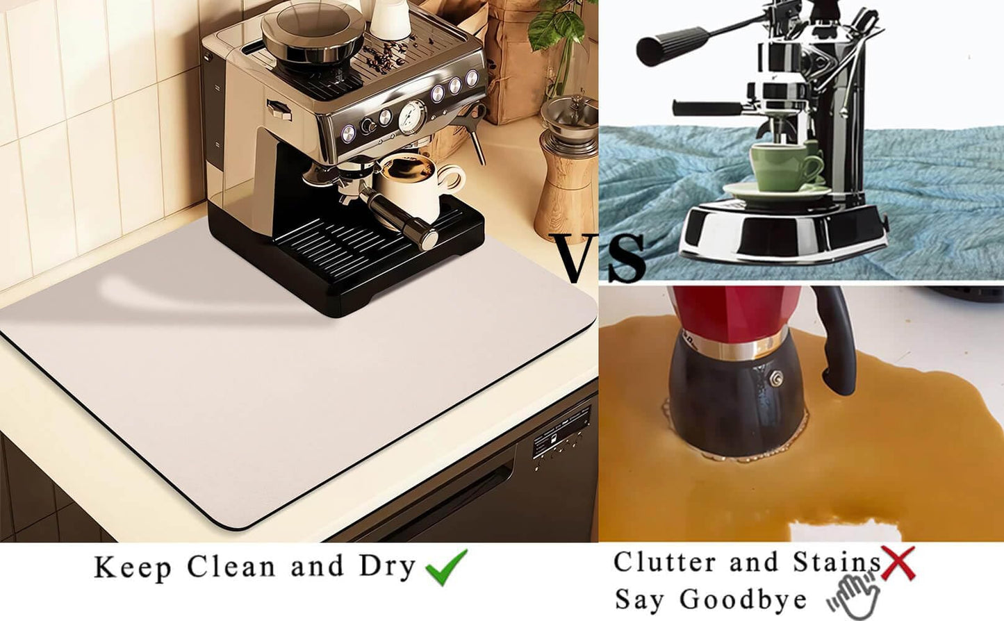 Kitchen Counter Mat for Coffee Maker - Absorbent & Quick-Dry Bar Pad with Non-Slip Backing, Protective V1107-CS-GZNXSSGD54060