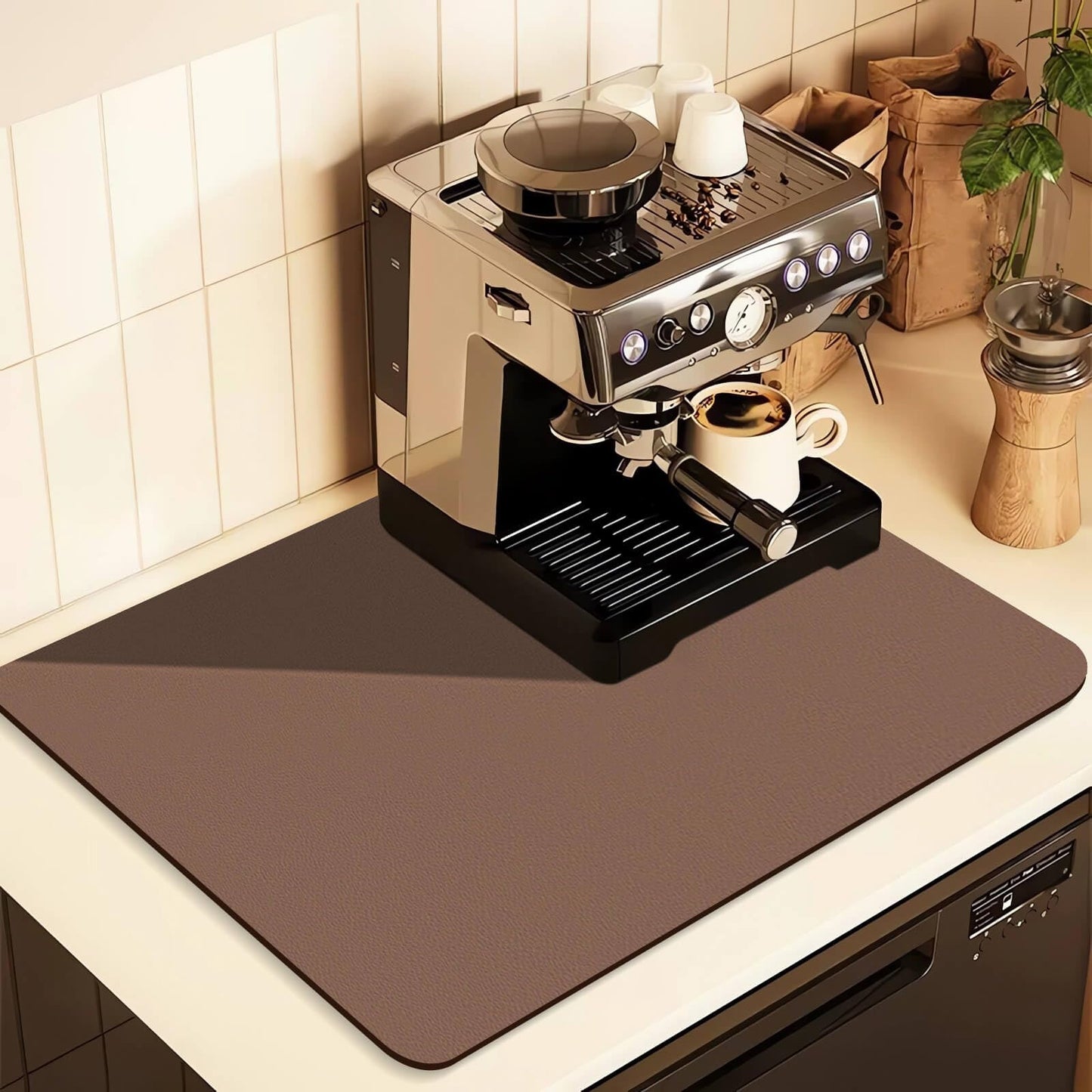 Kitchen Counter Mat for Coffee Maker - Absorbent & Quick-Dry Bar Pad with Non-Slip Backing, Protective V1107-CS-GZNXSSGD65080