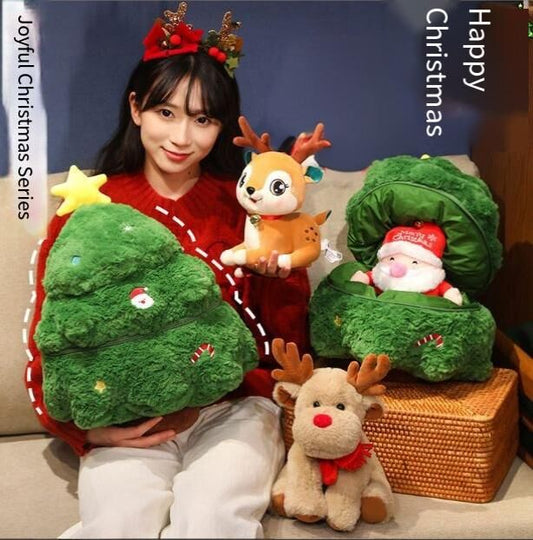 Christmas 4-in-1 Plush Set (Tree + Santa + Reindeer): Perfect Birthday/Christmas/Party Gift for Boys, Girls & V1107-CS-GZTZ
