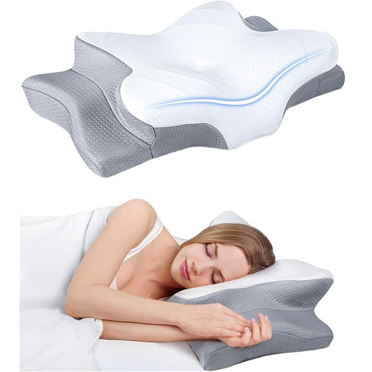 High-Performance Butterfly Memory Foam Pillow - 15 degrees Cervical Support, Cooling Gel Cover, Ergonomic V1107-CS-HDZT