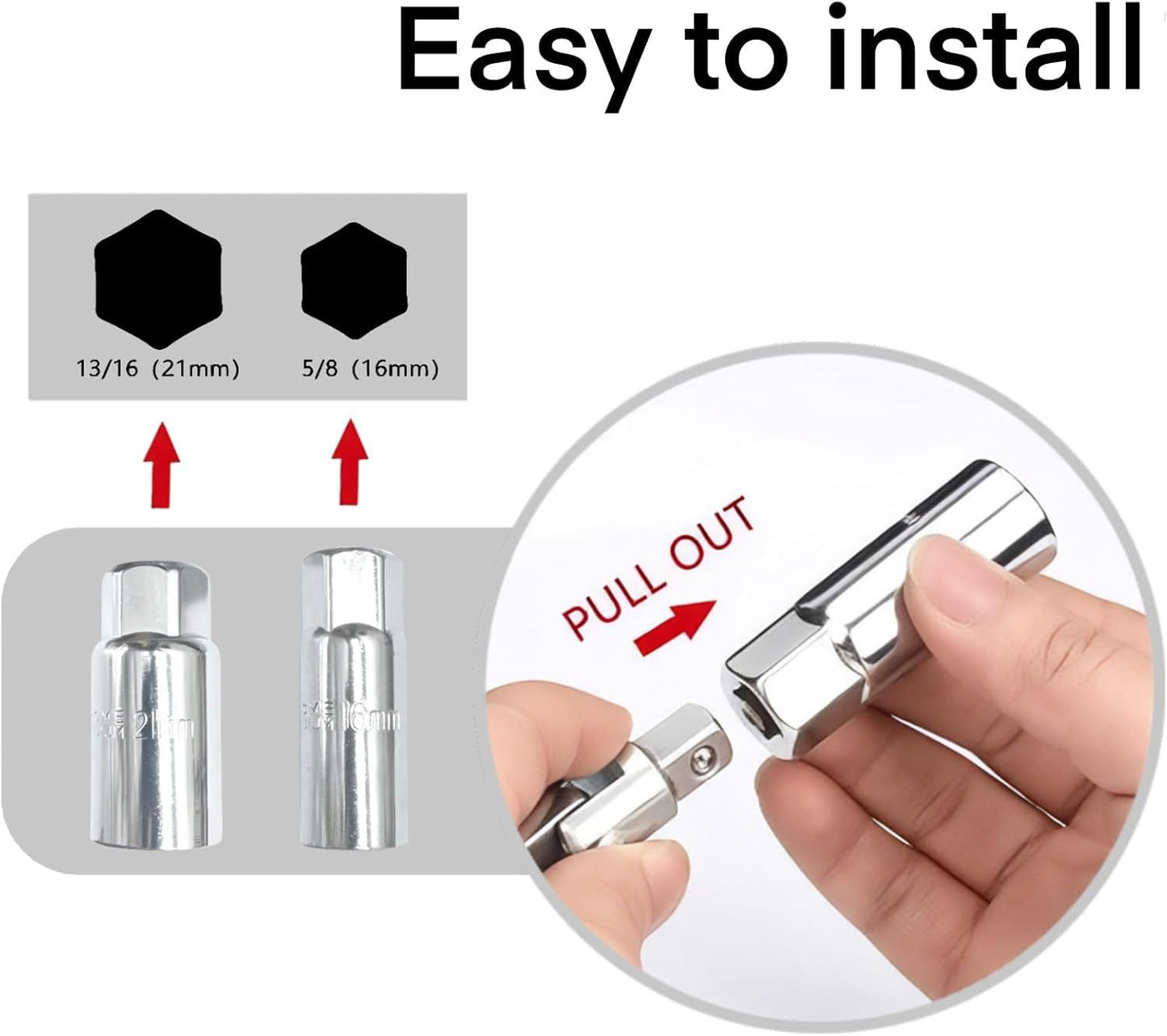 Universal T-Handle Spark Plug Socket Wrench Set for Car, Motorcycle & Lawn Mower Maintenance with Flexible V1107-CS-HHSTTBS