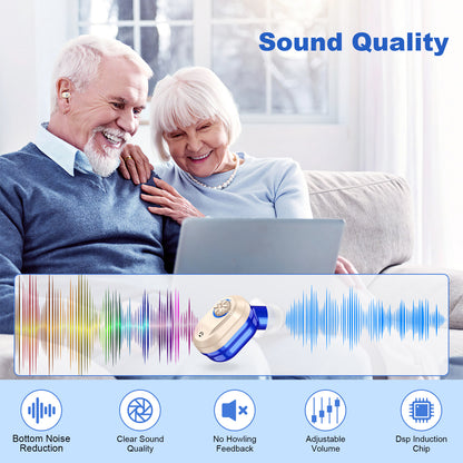 Rechargeable In-the-Ear Hearing Aids with Charging Case and LCD Display - Ultra-Compact Sound Amplifier for V1107-CS-HLCHL