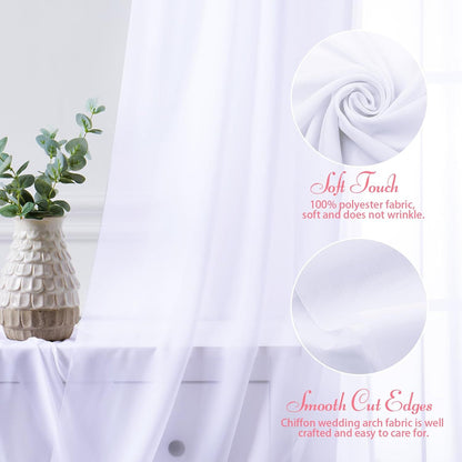 2 Pack Elegant Chiffon Wedding Arch Draping Fabric Panels for Outdoor Ceremony Backdrop and Party Decoration V1107-CS-HLSM1