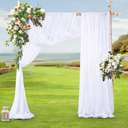2 Pack Elegant Chiffon Wedding Arch Draping Fabric Panels for Outdoor Ceremony Backdrop and Party Decoration V1107-CS-HLSM1
