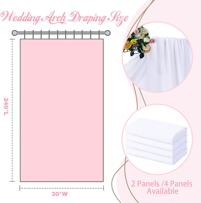 2 Pack Elegant Chiffon Wedding Arch Draping Fabric Panels for Outdoor Ceremony Backdrop and Party Decoration V1107-CS-HLSM1