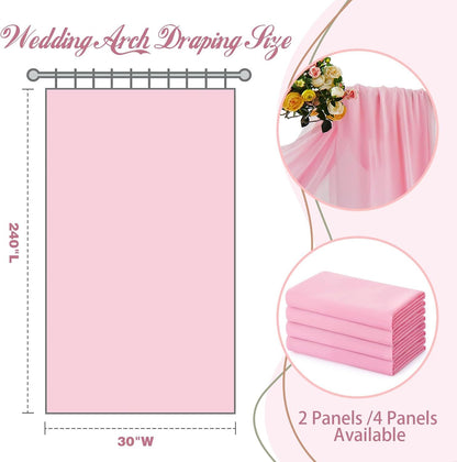 2 Pack Elegant Chiffon Wedding Arch Draping Fabric Panels for Outdoor Ceremony Backdrop and Party Decoration V1107-CS-HLSM2