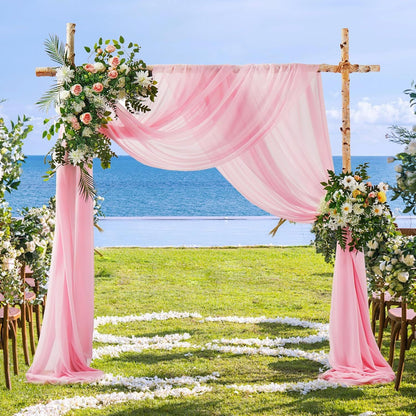 2 Pack Elegant Chiffon Wedding Arch Draping Fabric Panels for Outdoor Ceremony Backdrop and Party Decoration V1107-CS-HLSM2