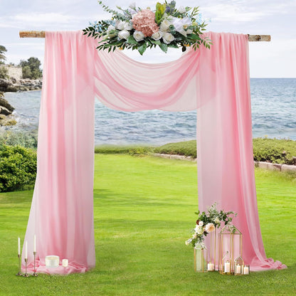2 Pack Elegant Chiffon Wedding Arch Draping Fabric Panels for Outdoor Ceremony Backdrop and Party Decoration V1107-CS-HLSM2