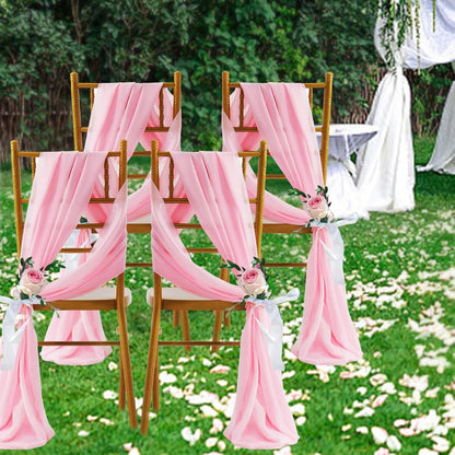 2 Pack Elegant Chiffon Wedding Arch Draping Fabric Panels for Outdoor Ceremony Backdrop and Party Decoration V1107-CS-HLSM2