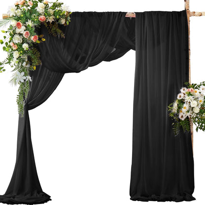 2 Pack Elegant Chiffon Wedding Arch Draping Fabric Panels for Outdoor Ceremony Backdrop and Party Decoration V1107-CS-HLSM3
