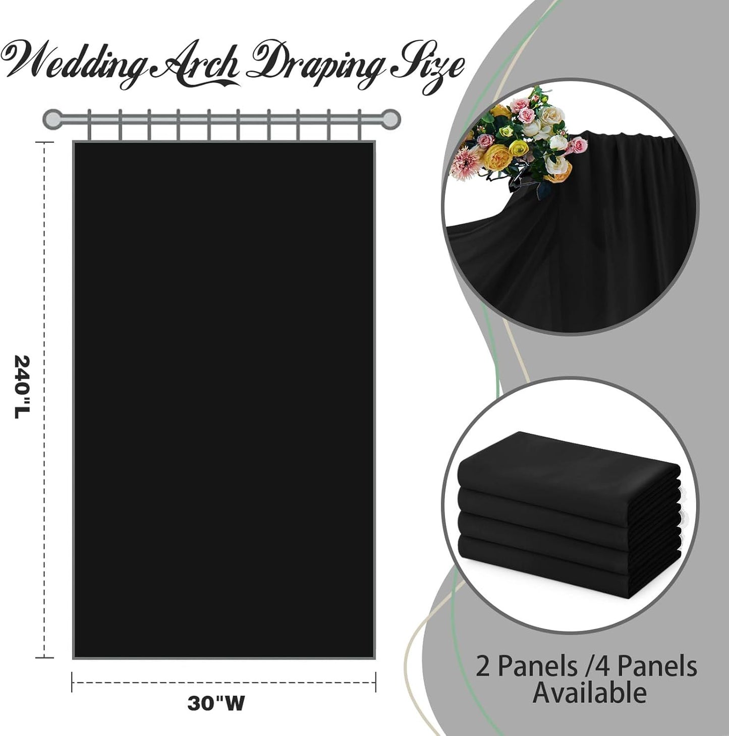 2 Pack Elegant Chiffon Wedding Arch Draping Fabric Panels for Outdoor Ceremony Backdrop and Party Decoration V1107-CS-HLSM3