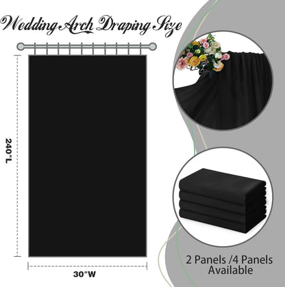 2 Pack Elegant Chiffon Wedding Arch Draping Fabric Panels for Outdoor Ceremony Backdrop and Party Decoration V1107-CS-HLSM3