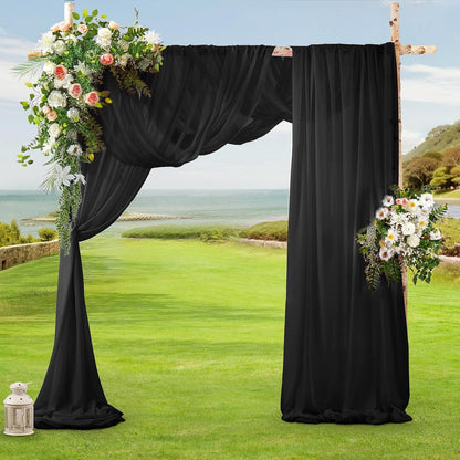 2 Pack Elegant Chiffon Wedding Arch Draping Fabric Panels for Outdoor Ceremony Backdrop and Party Decoration V1107-CS-HLSM3