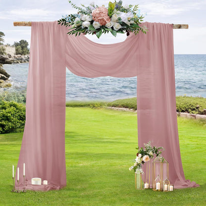 2 Pack Elegant Chiffon Wedding Arch Draping Fabric Panels for Outdoor Ceremony Backdrop and Party Decoration V1107-CS-HLSM4
