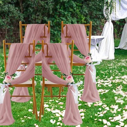 2 Pack Elegant Chiffon Wedding Arch Draping Fabric Panels for Outdoor Ceremony Backdrop and Party Decoration V1107-CS-HLSM4