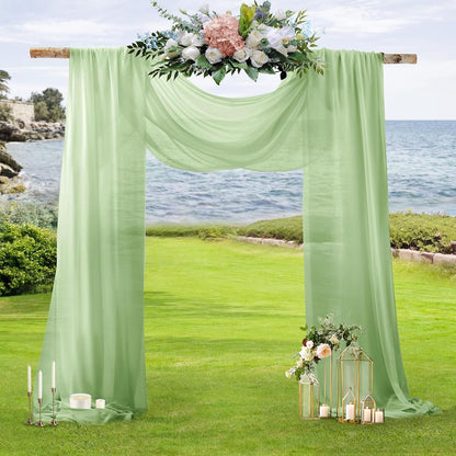 2 Pack Elegant Chiffon Wedding Arch Draping Fabric Panels for Outdoor Ceremony Backdrop and Party Decoration V1107-CS-HLSM5
