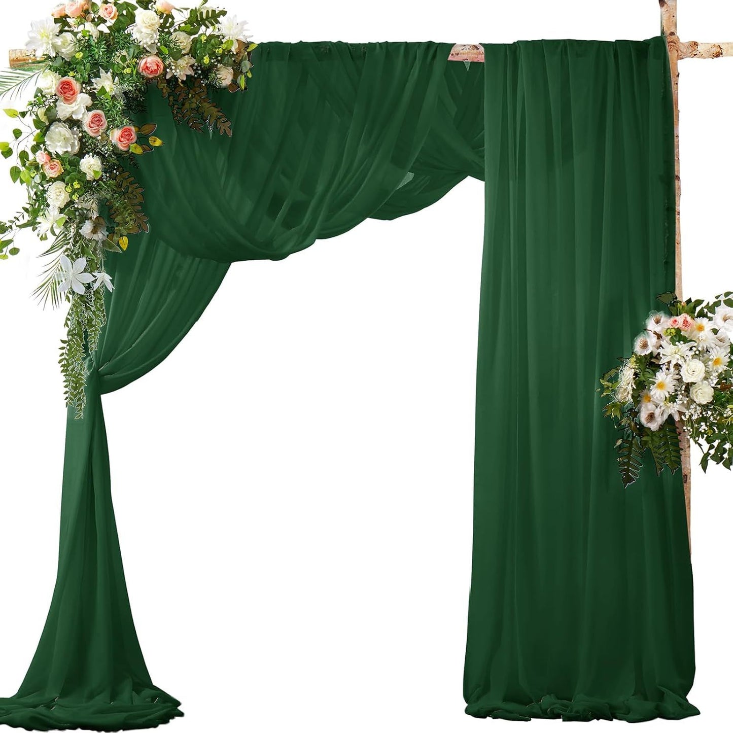 2 Pack Elegant Chiffon Wedding Arch Draping Fabric Panels for Outdoor Ceremony Backdrop and Party Decoration V1107-CS-HLSM6