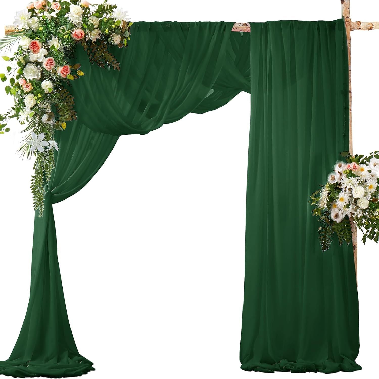 2 Pack Elegant Chiffon Wedding Arch Draping Fabric Panels for Outdoor Ceremony Backdrop and Party Decoration V1107-CS-HLSM6
