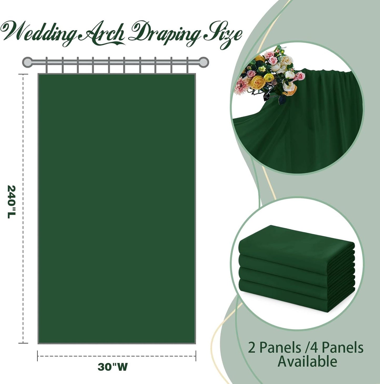 2 Pack Elegant Chiffon Wedding Arch Draping Fabric Panels for Outdoor Ceremony Backdrop and Party Decoration V1107-CS-HLSM6