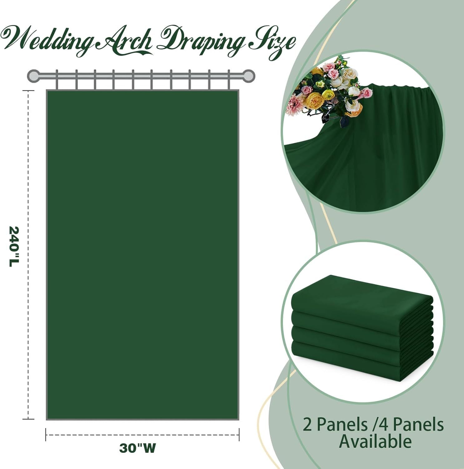2 Pack Elegant Chiffon Wedding Arch Draping Fabric Panels for Outdoor Ceremony Backdrop and Party Decoration V1107-CS-HLSM6