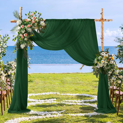 2 Pack Elegant Chiffon Wedding Arch Draping Fabric Panels for Outdoor Ceremony Backdrop and Party Decoration V1107-CS-HLSM6