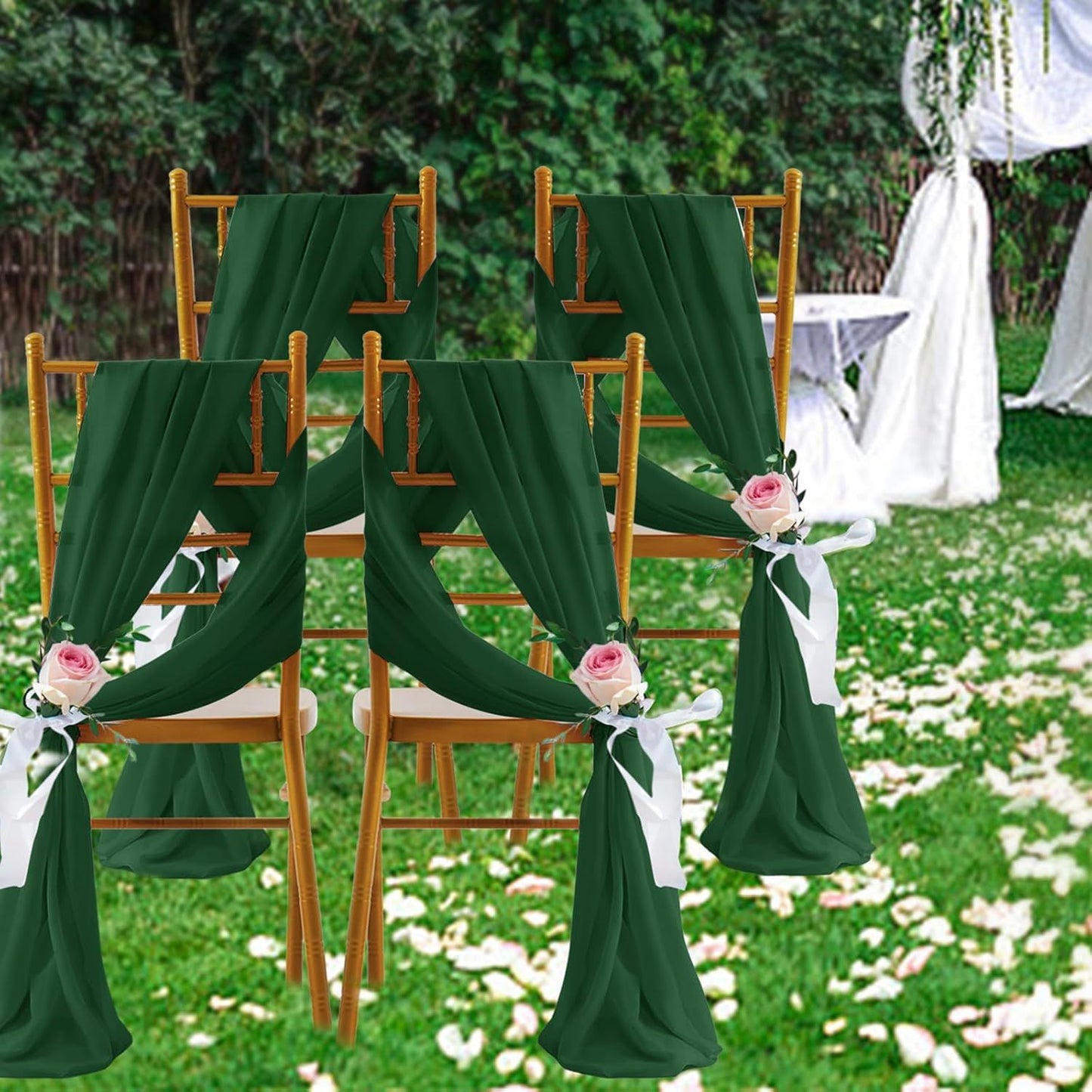 2 Pack Elegant Chiffon Wedding Arch Draping Fabric Panels for Outdoor Ceremony Backdrop and Party Decoration V1107-CS-HLSM6