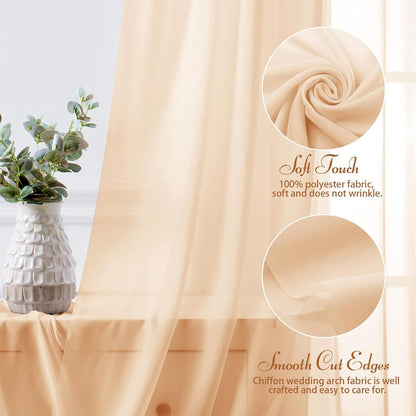 2 Pack Elegant Chiffon Wedding Arch Draping Fabric Panels for Outdoor Ceremony Backdrop and Party Decoration V1107-CS-HLSM7