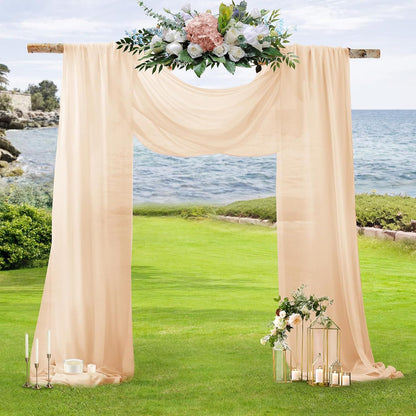 2 Pack Elegant Chiffon Wedding Arch Draping Fabric Panels for Outdoor Ceremony Backdrop and Party Decoration V1107-CS-HLSM7