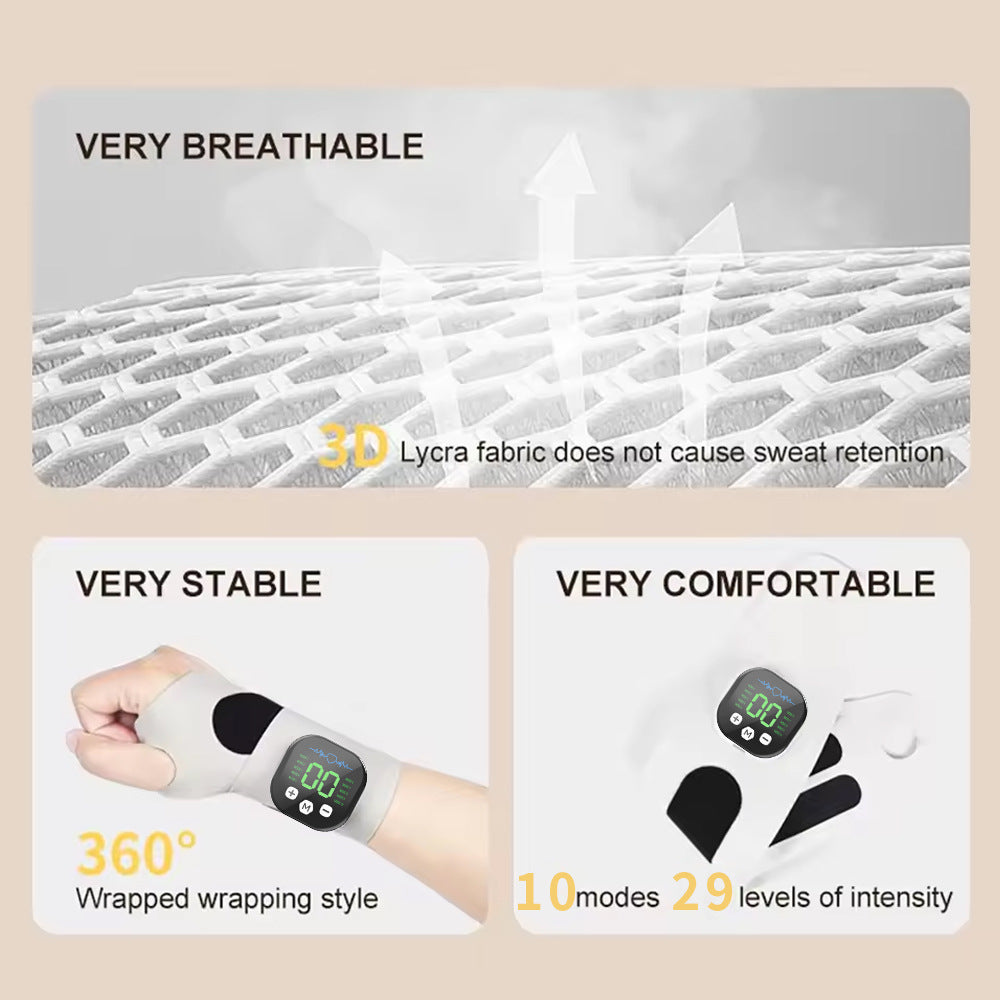 Smart Heated Wrist Support with Vibration Massage - 3 Heat Levels & 10 Modes for Comfort, Recovery & Daily V1107-CS-HWAMQ1