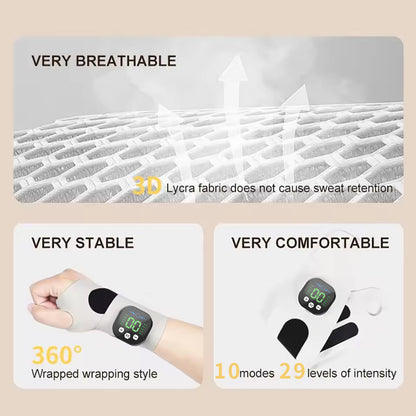Smart Heated Wrist Support with Vibration Massage - 3 Heat Levels & 10 Modes for Comfort, Recovery & Daily V1107-CS-HWAMQ1