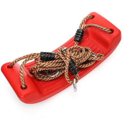 Outdoor Kids Plastic Swing Seat with Adjustable Rope - Durable Tree Swing for Backyard, 220lb Capacity, Red V1107-CS-HWQQ