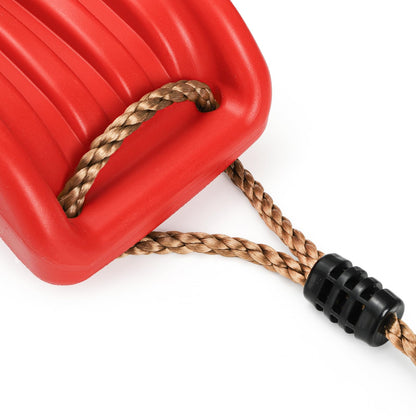 Outdoor Kids Plastic Swing Seat with Adjustable Rope - Durable Tree Swing for Backyard, 220lb Capacity, Red V1107-CS-HWQQ