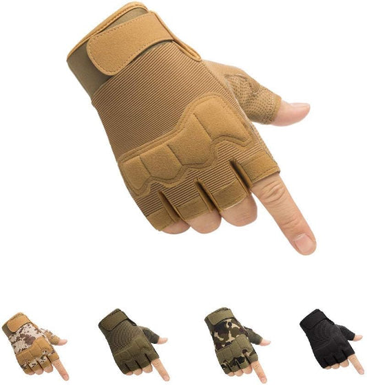 Tactical Fingerless Gloves with Knuckle Protection - Breathable Outdoor Gloves for Shooting, Hunting, V1107-CS-HWQXSTHUS