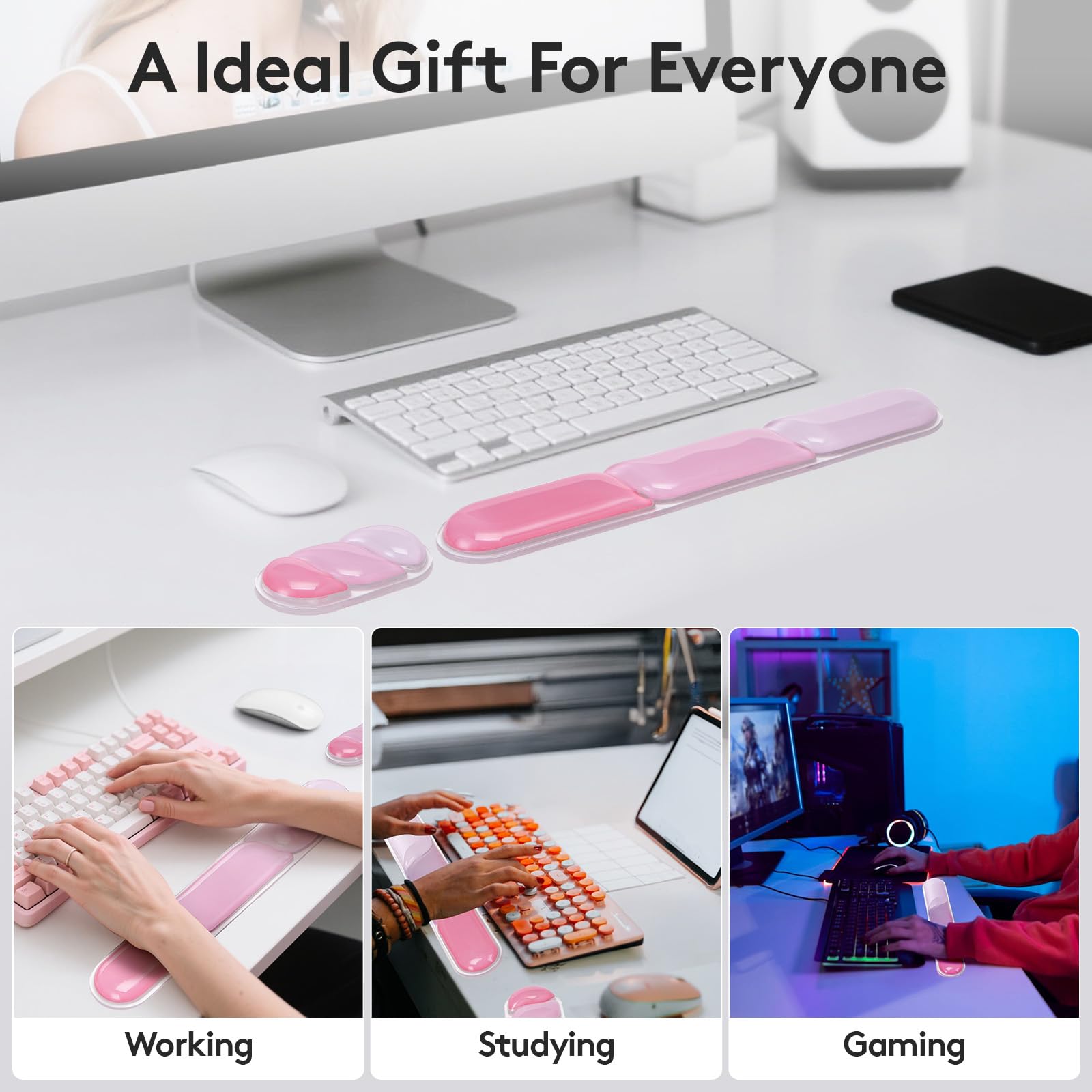 Ergonomic Gel Wrist Rest Set - Keyboard and Mouse Support Pad with Soft Cushioning for Office, Work, Gaming, V1107-CS-HWSBDF