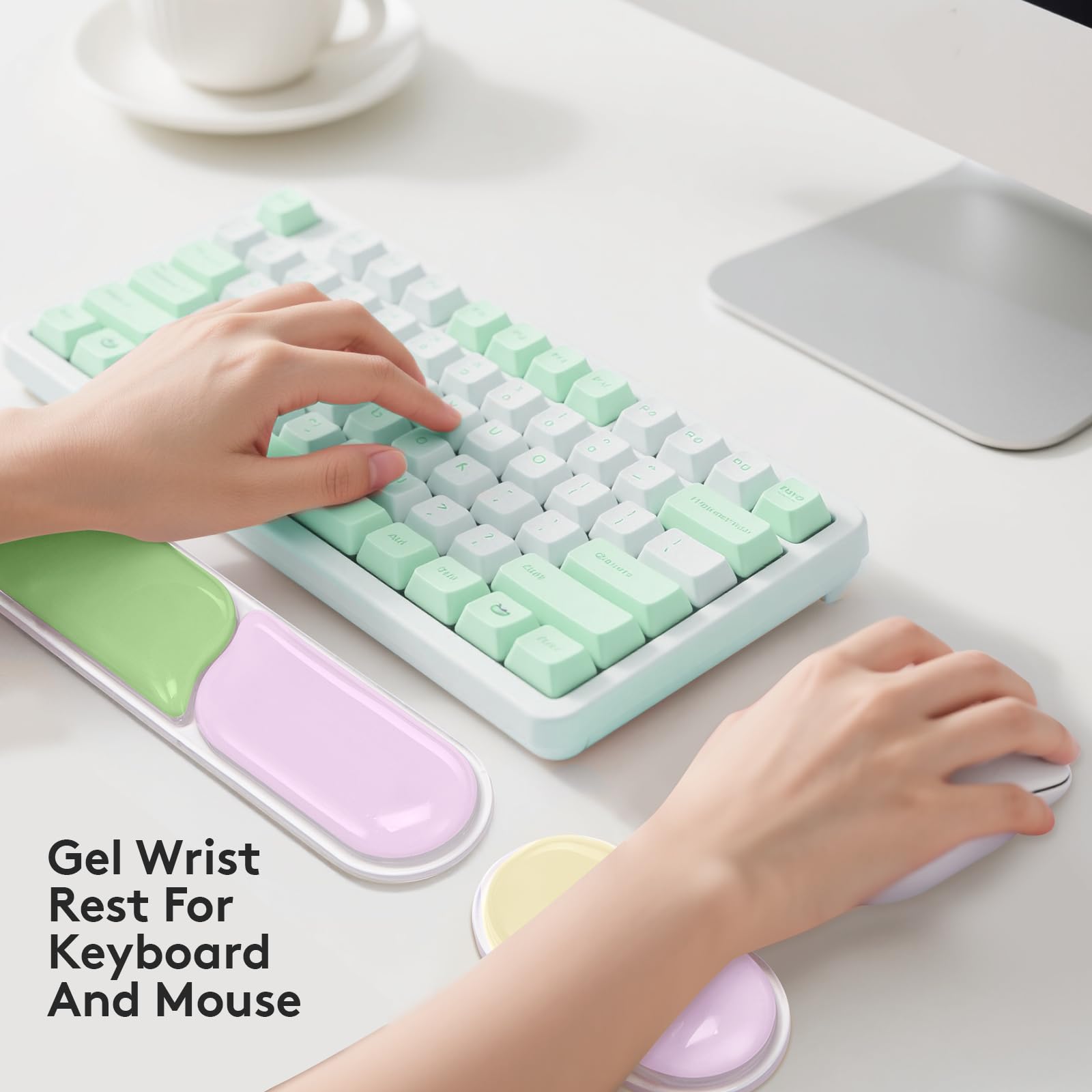 Ergonomic Gel Wrist Rest Set - Keyboard and Mouse Support Pad with Soft Cushioning for Office, Work, Gaming, V1107-CS-HWSBDFLC