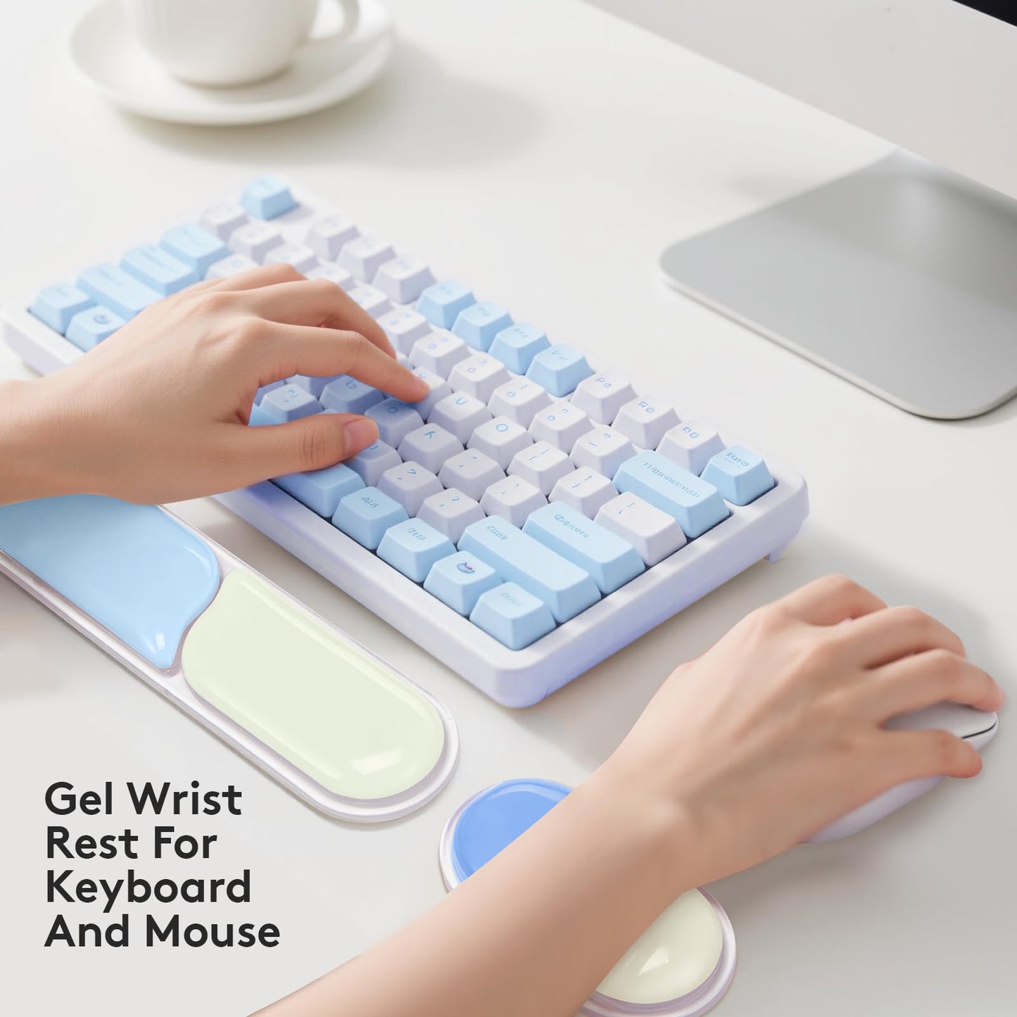 Ergonomic Gel Wrist Rest Set - Keyboard and Mouse Support Pad with Soft Cushioning for Office, Work, Gaming, V1107-CS-HWSBDL