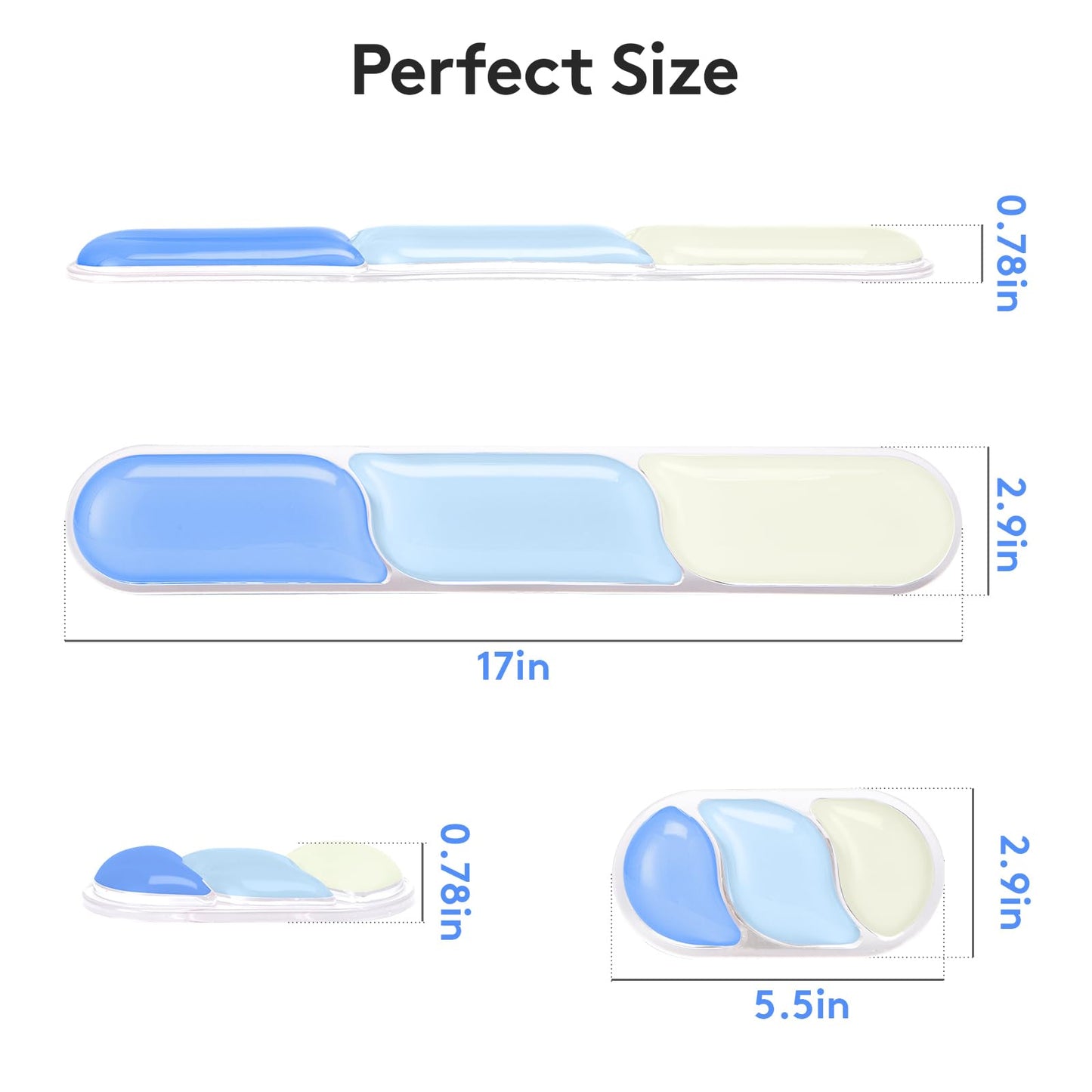 Ergonomic Gel Wrist Rest Set - Keyboard and Mouse Support Pad with Soft Cushioning for Office, Work, Gaming, V1107-CS-HWSBDL